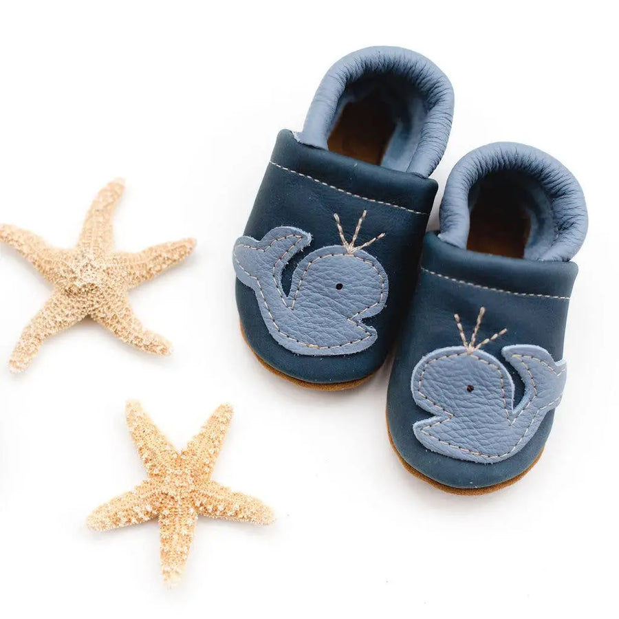 Navy Whale Moccasins