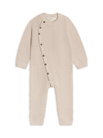 Heather Oat Seed Stitch Sweater Knit Kimono Romper