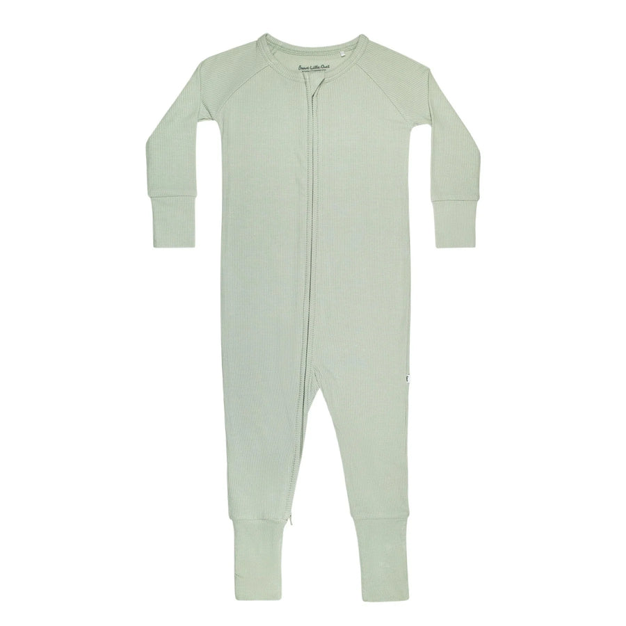 Dusty Sage Ribbed Zip Romper