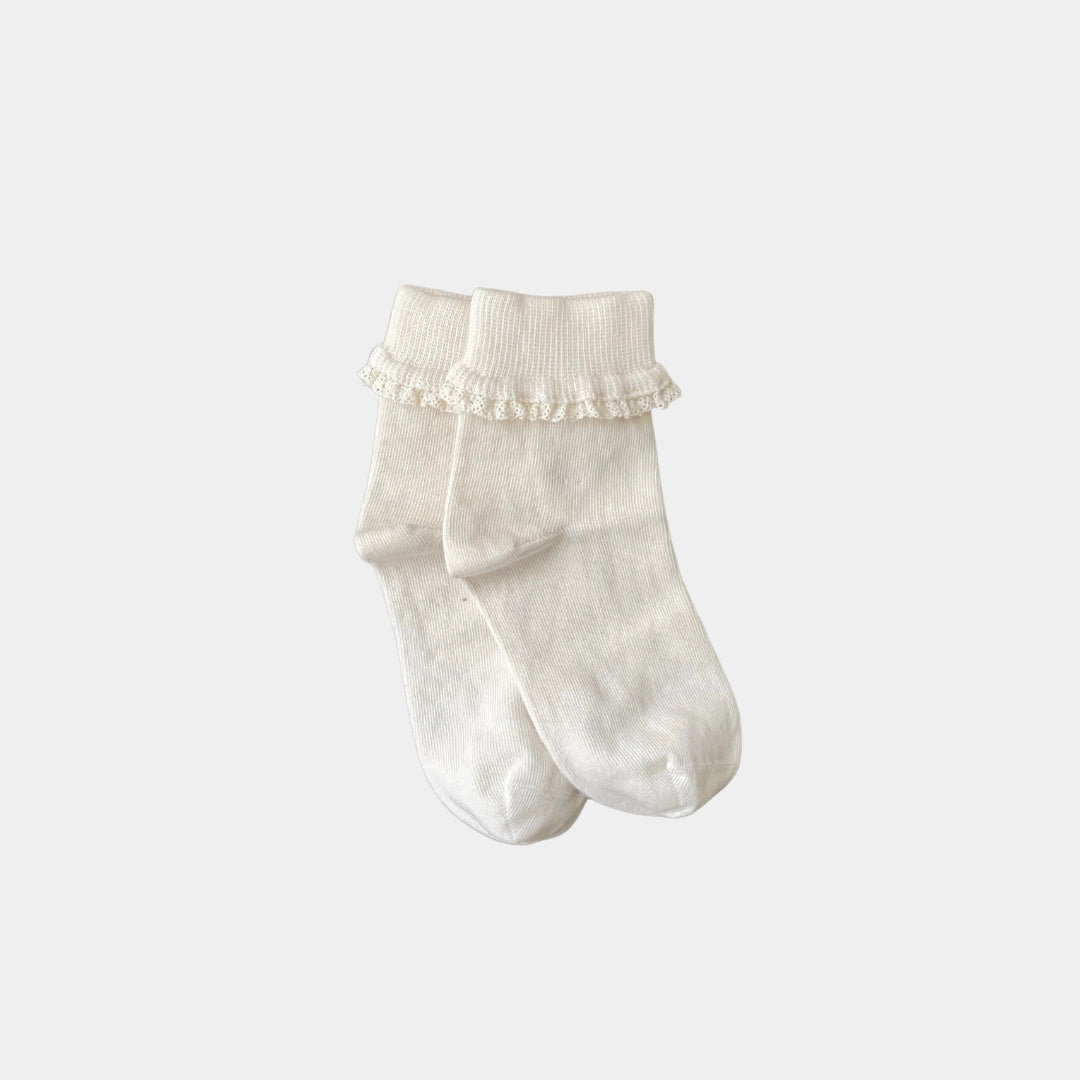 Organic Cotton Undyed Lace Socks