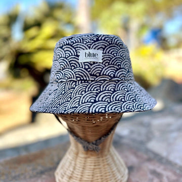 Indigo Waves Cotton Bucket Hat