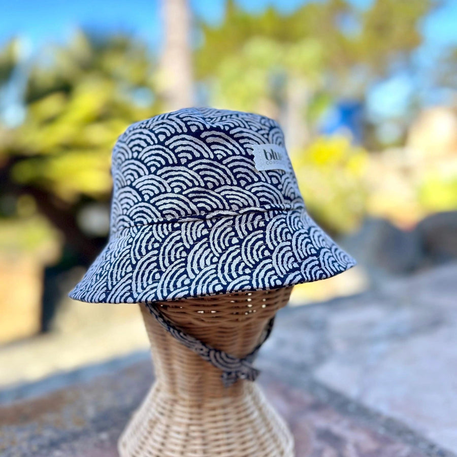 Indigo Waves Cotton Bucket Hat