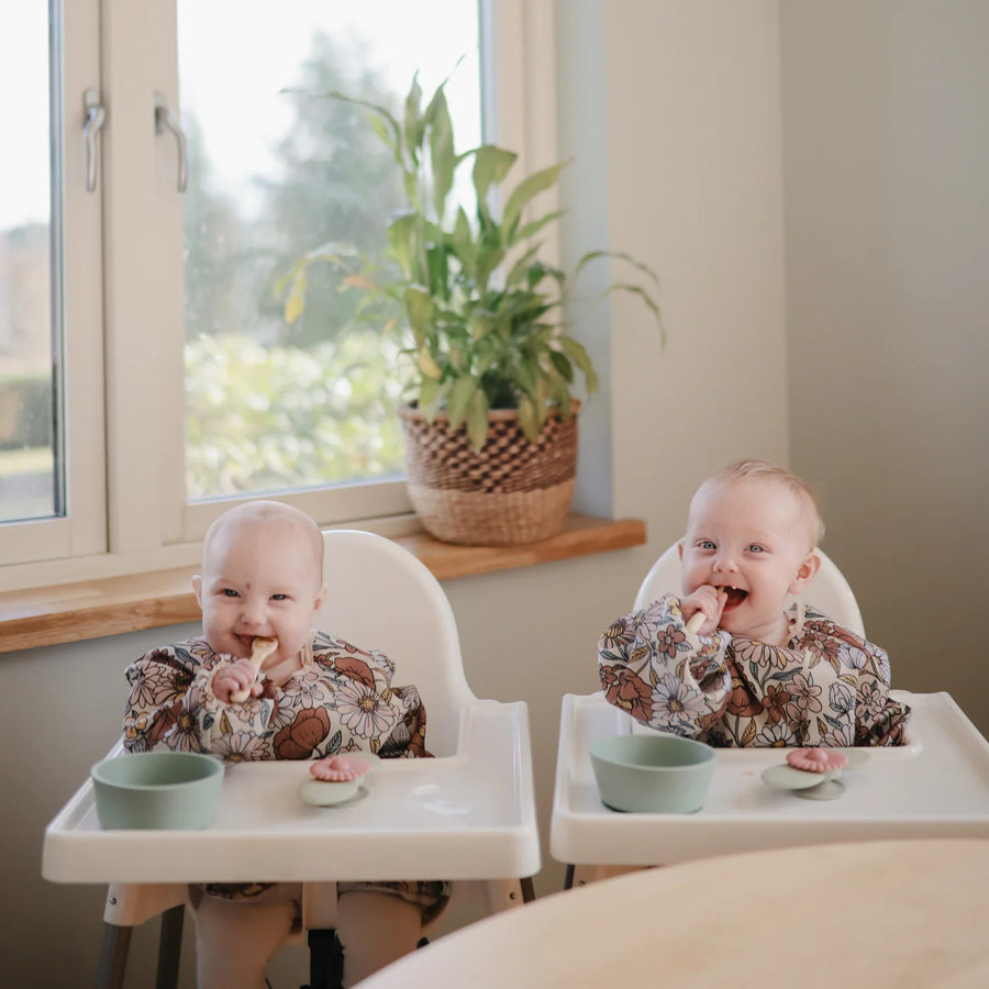 Retro Flowers Long Sleeve Bib