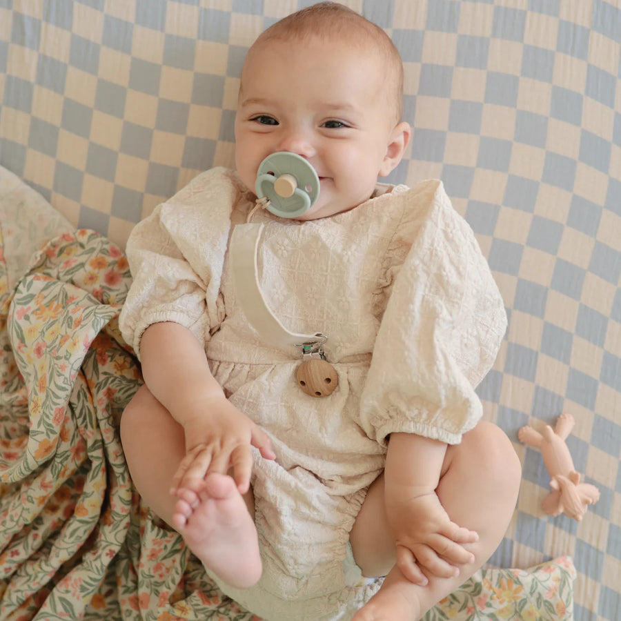 Linen Pacifier Clip - Dusty Rose & Shifting Sand