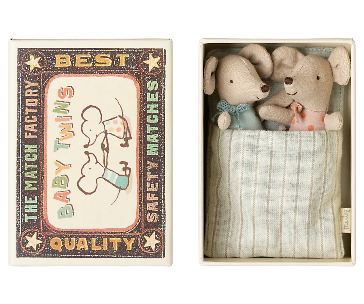 Twin Baby Mice in Matchbox