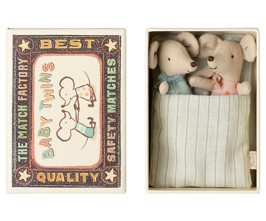 Twin Baby Mice in Matchbox