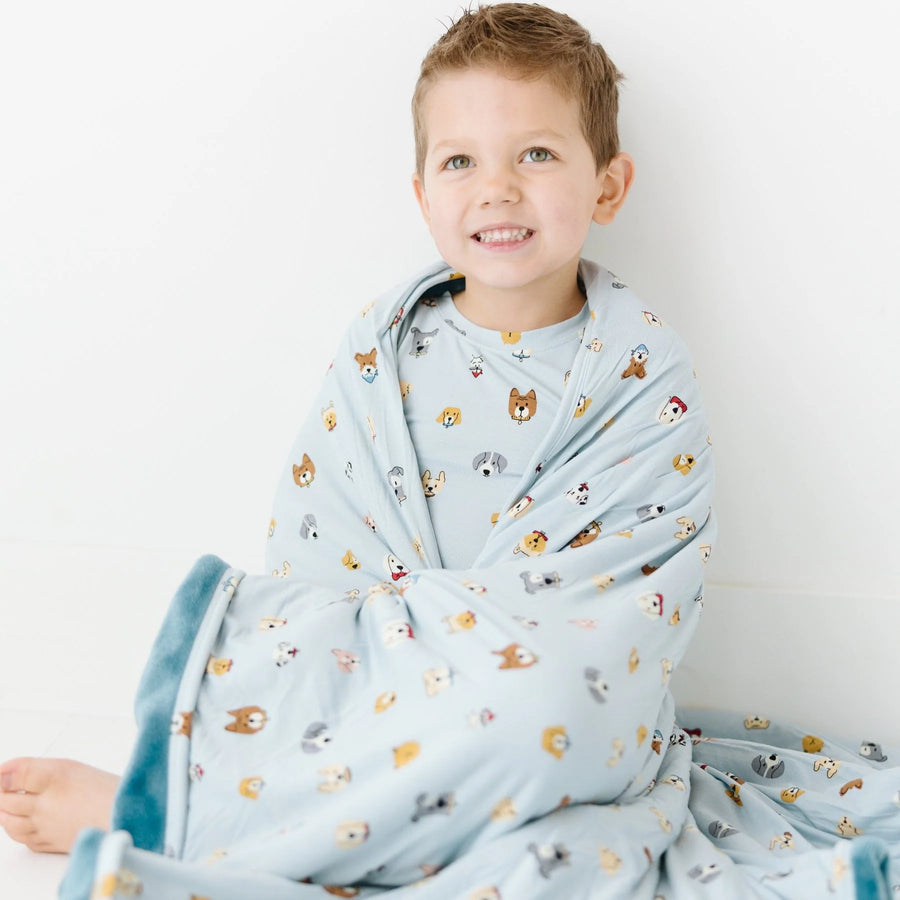 Light Blue Dogs Toddler Blanket