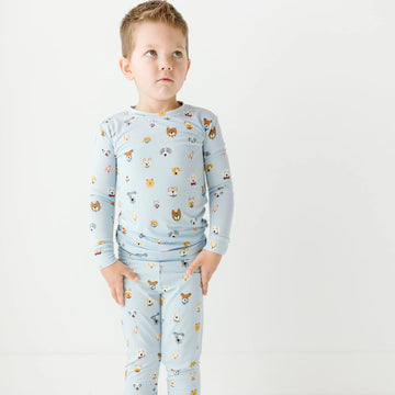 Light Blue Dogs Two-Piece Set