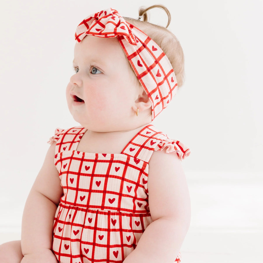 Be Mine Gingham Ribbed Bow