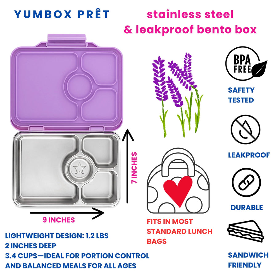 Yumbox Prêt – Leakproof Stainless Steel Bento - Lavande Purple