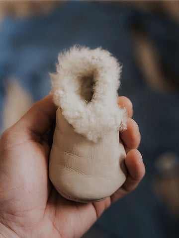 Cream Lambskin Booties