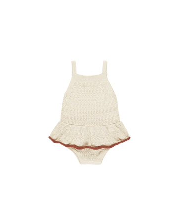 Natural Crochet Ruffle Romper