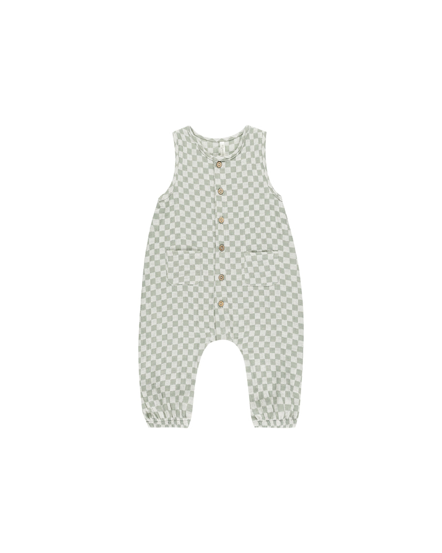 Sage Check Woven Jumpsuit