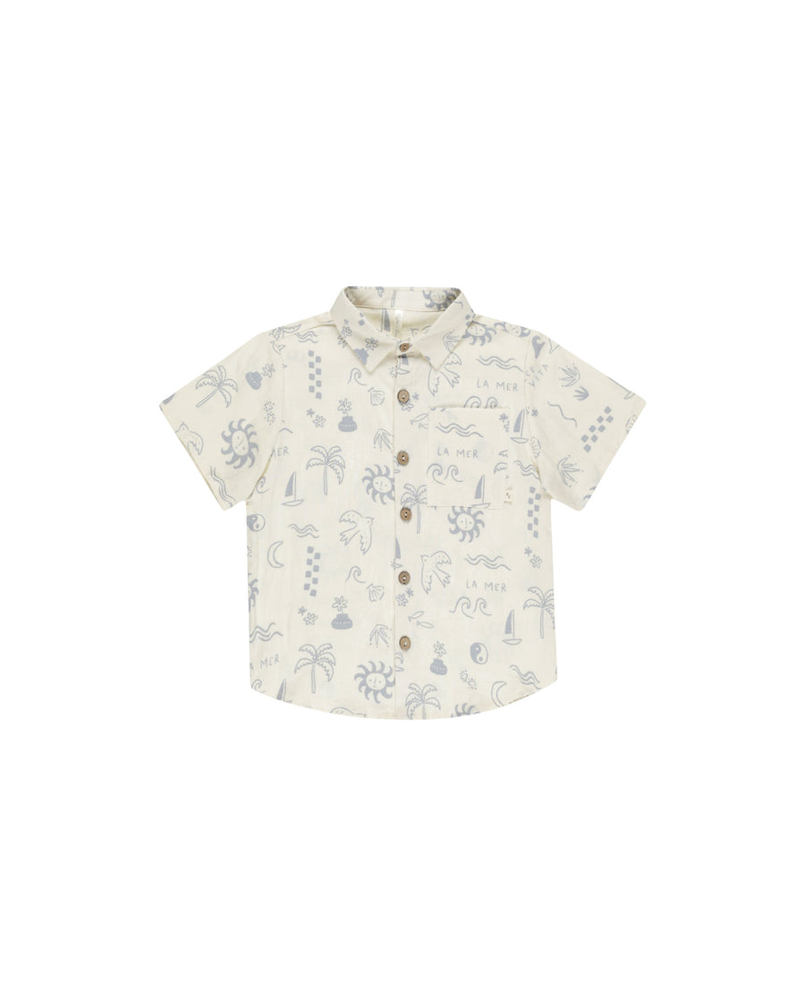 Mediterranean Short Sleeve Collared Shirt