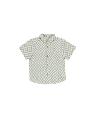 Sage Check Short Sleeve Collared Shirt