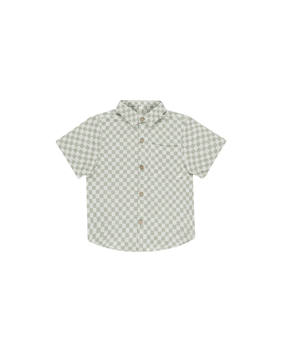 Sage Check Short Sleeve Collared Shirt