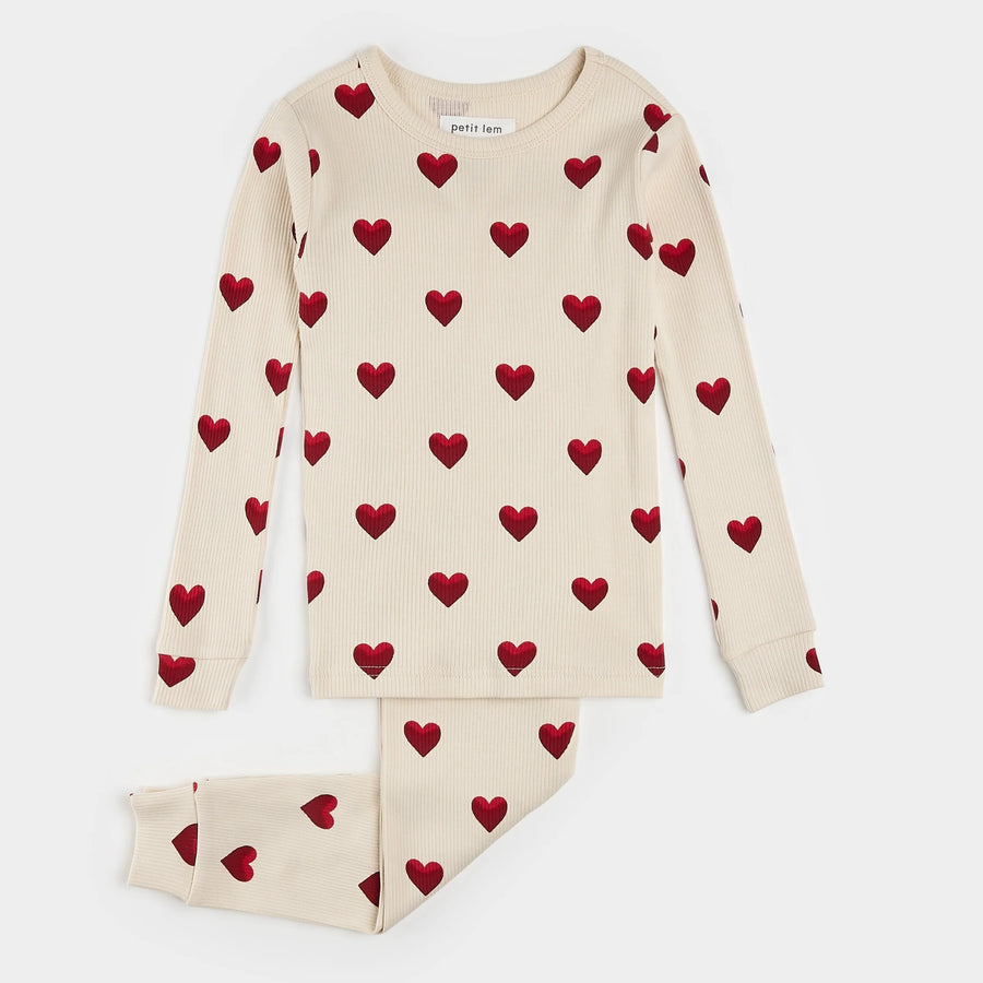 Heart Ribbed Pajama Set