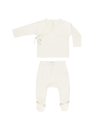 Ivory Wrap Top + Footed Pant Set