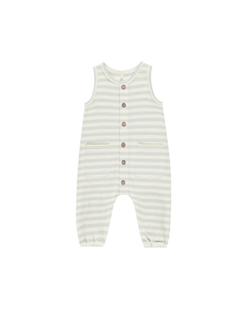 Mint Stripe Waffle Jumpsuit