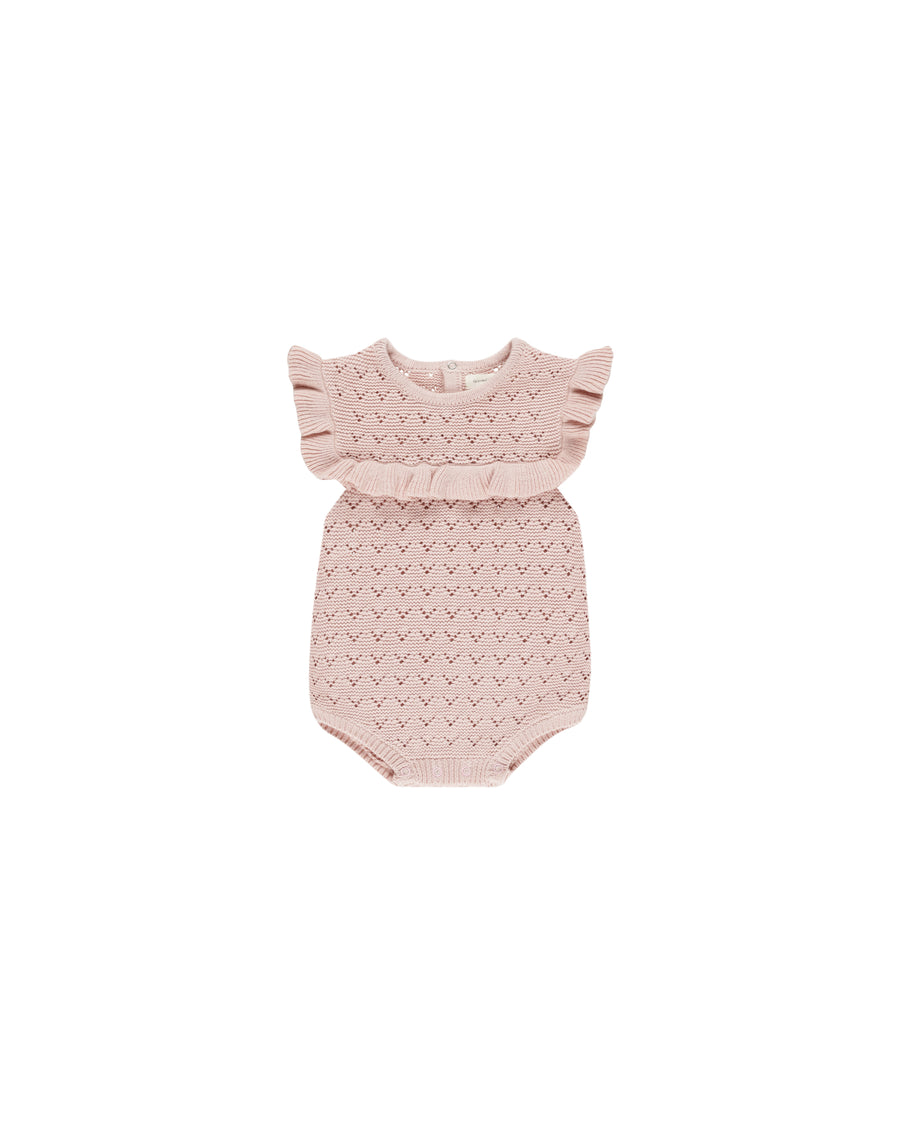 Bubblegum Pointelle Ruffle Romper