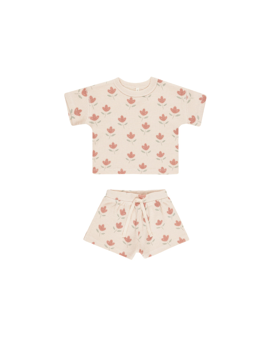 Tulips Waffle Tee & Short Set