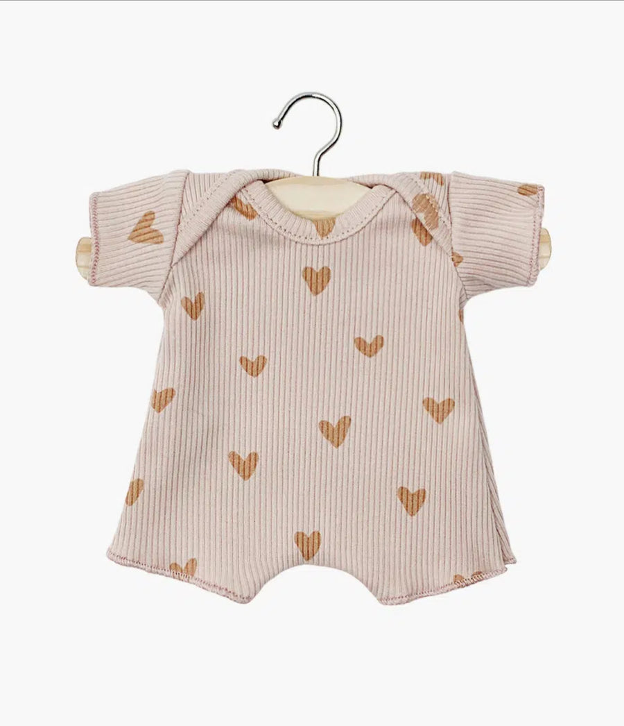 Pink Hearts Ribbed Shorty Baby Doll Romper