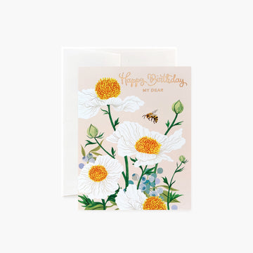 Happy Birthday Matilija Poppies Card