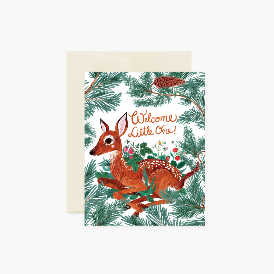 Welcome Little One Fawn Greeting Card