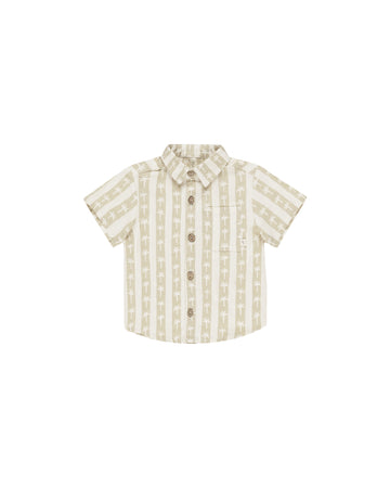 Palm Stripe Short Sleeve Collared Shirt