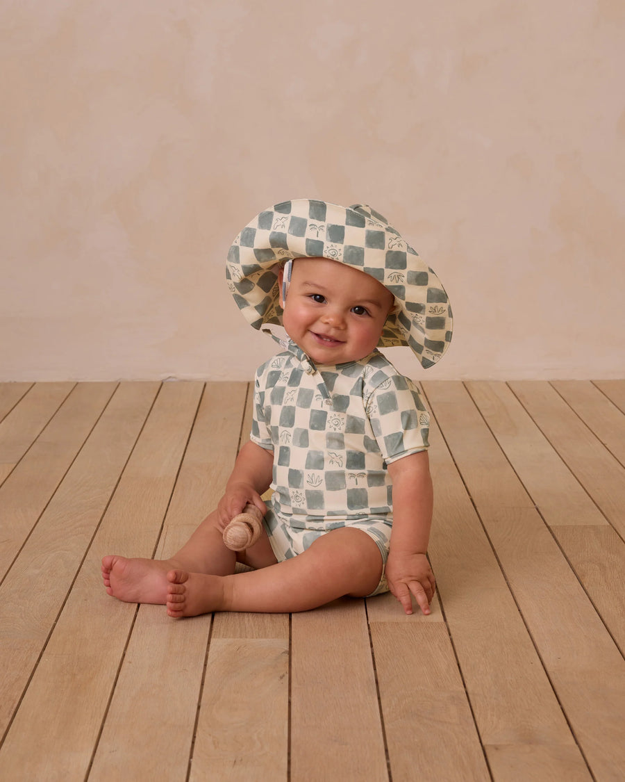 Coastal Check Floppy Swim Hat