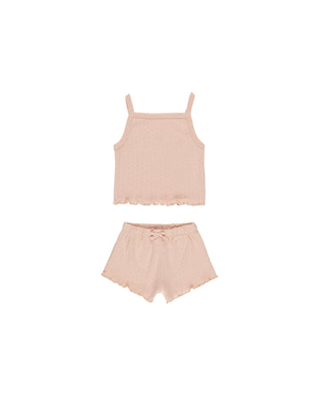 Melon Pointelle Tank & Shortie Set