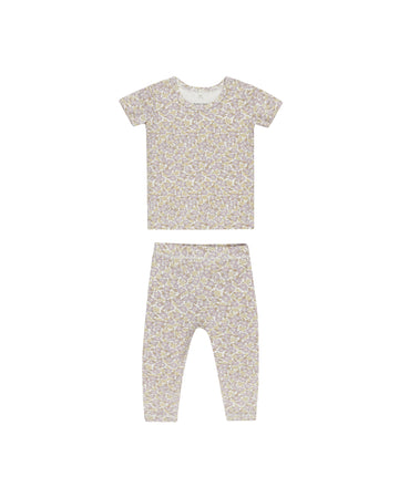 Purple Floral Bamboo Short Sleeve Pajama Set