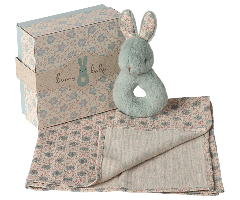Mint Rabbit Rattle Set