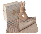 Cream Peach Rabbit Rattle Set