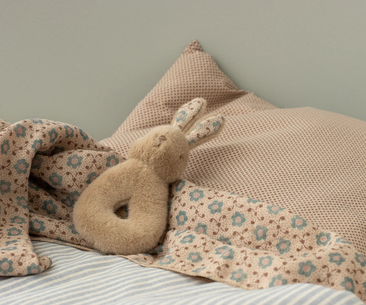 Cream Peach Rabbit Rattle Set