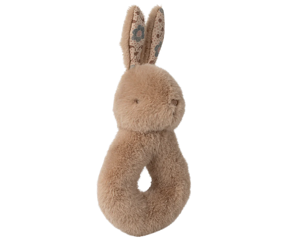 Cream Peach Rabbit Rattle Set