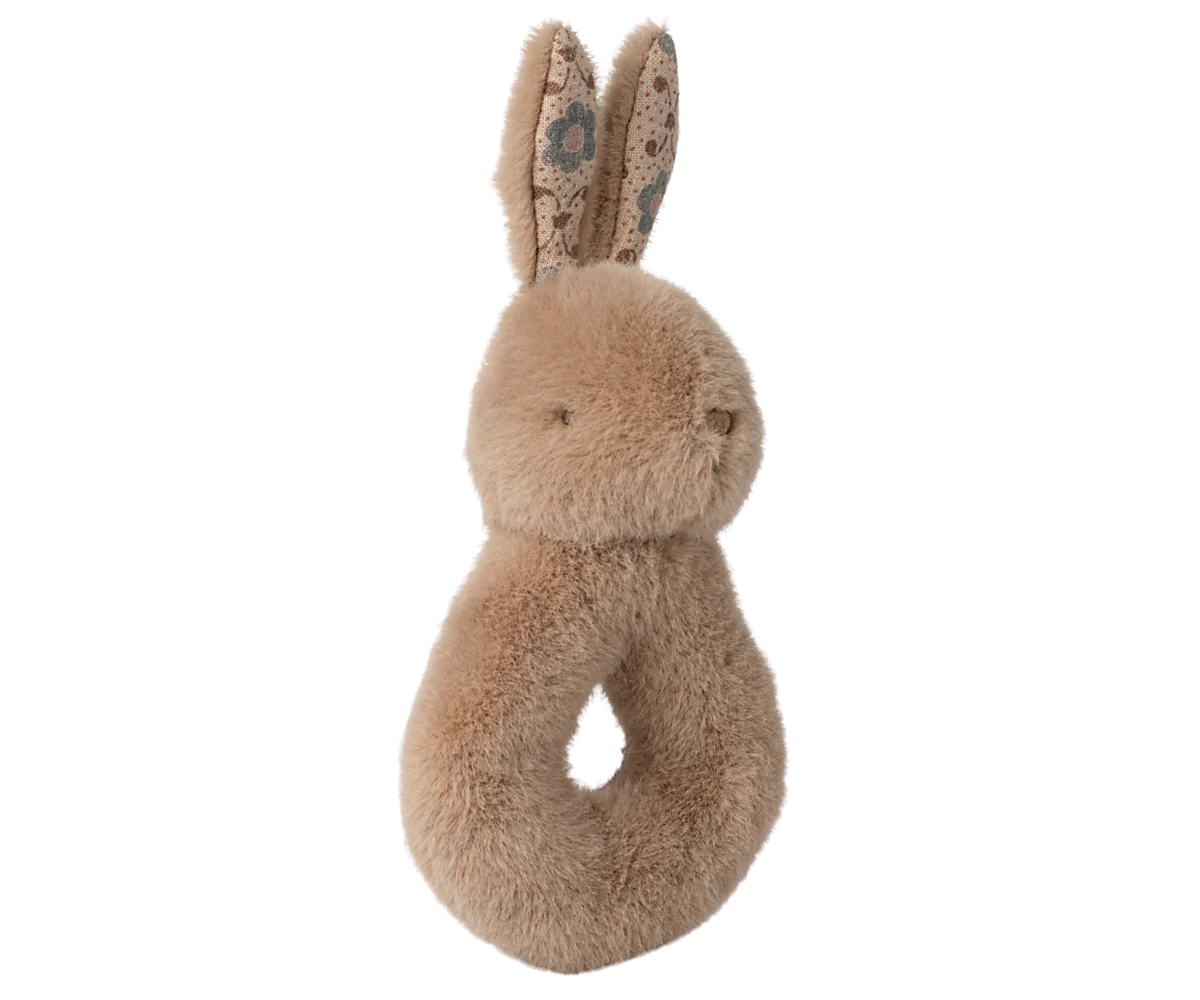 Cream Peach Rabbit Rattle Set