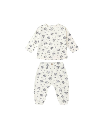 Blue Floral Long Sleeve Tee & Pant Set