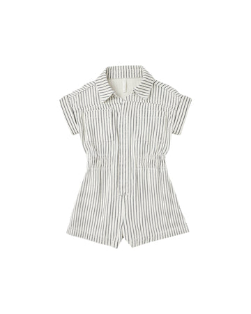 Navy Pinstripe Utility Romper