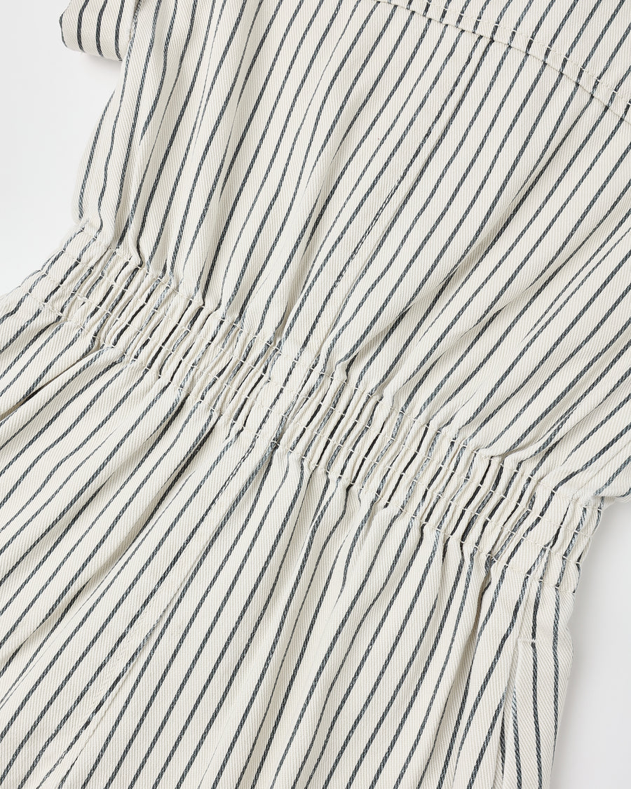 Navy Pinstripe Utility Romper