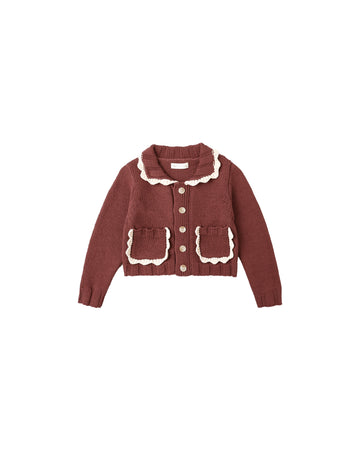 Burgundy Collared Cardigan