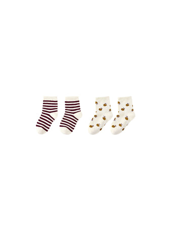 Apple & Burgundy Stripe Sock Set