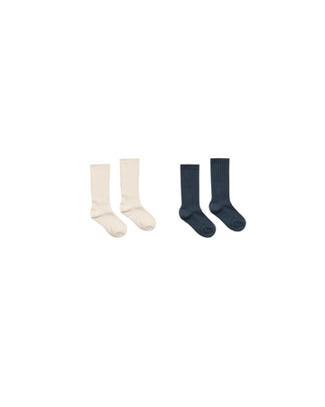Natural & Navy Sock Set