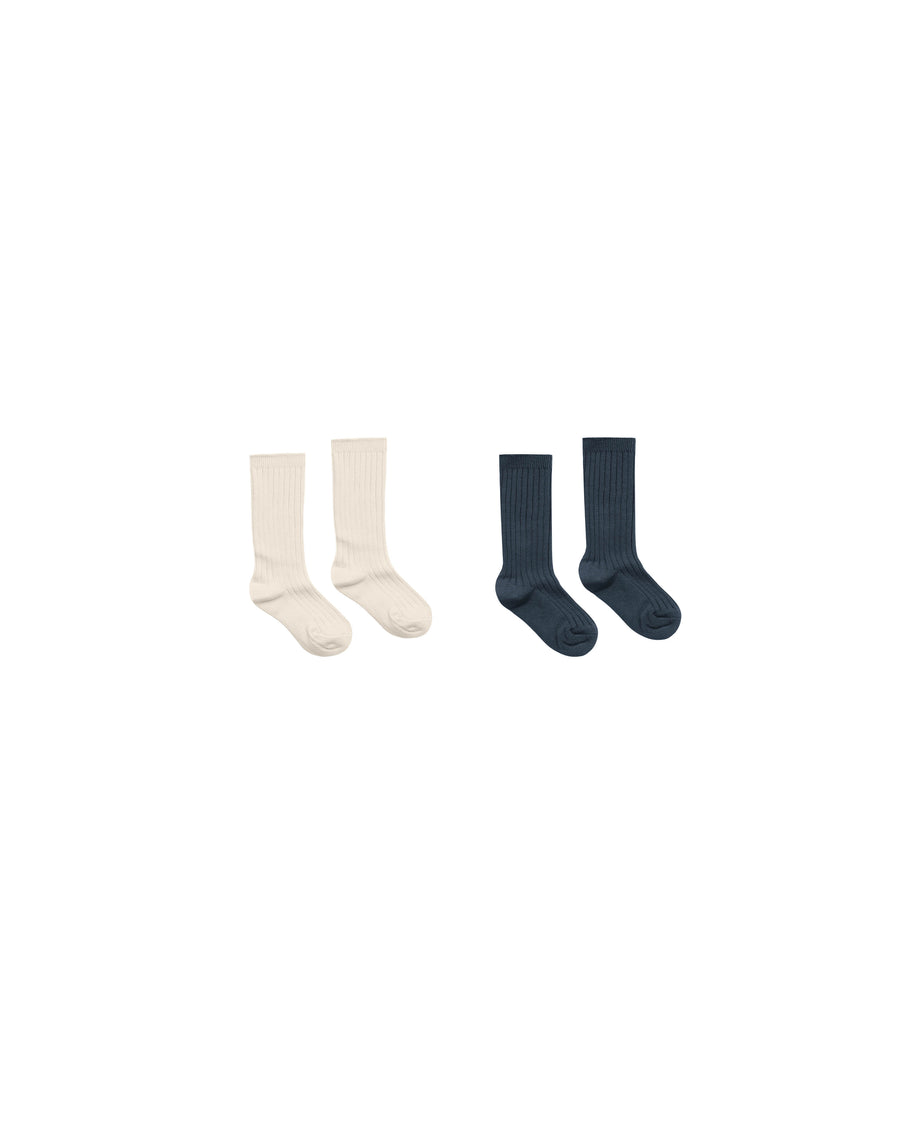 Natural & Navy Sock Set