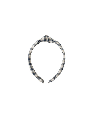 Navy Check Knotted Headband