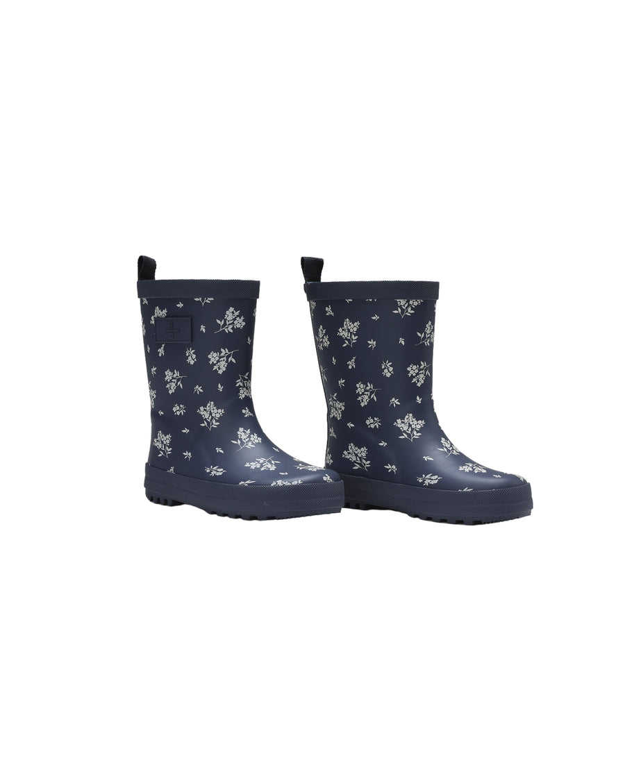 Blue Floral Rainboot