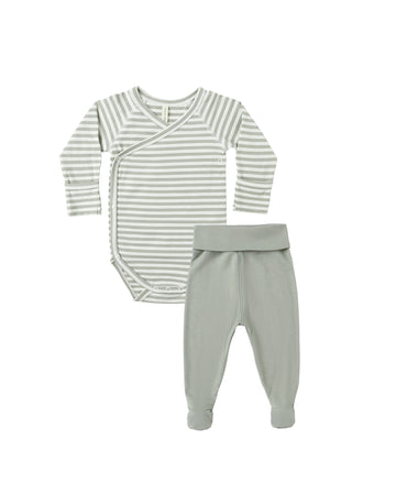 Fern Stripe Side Snap Bodysuit + Pant Set