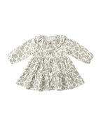 Green Floral Ruffle Collar Button Dress