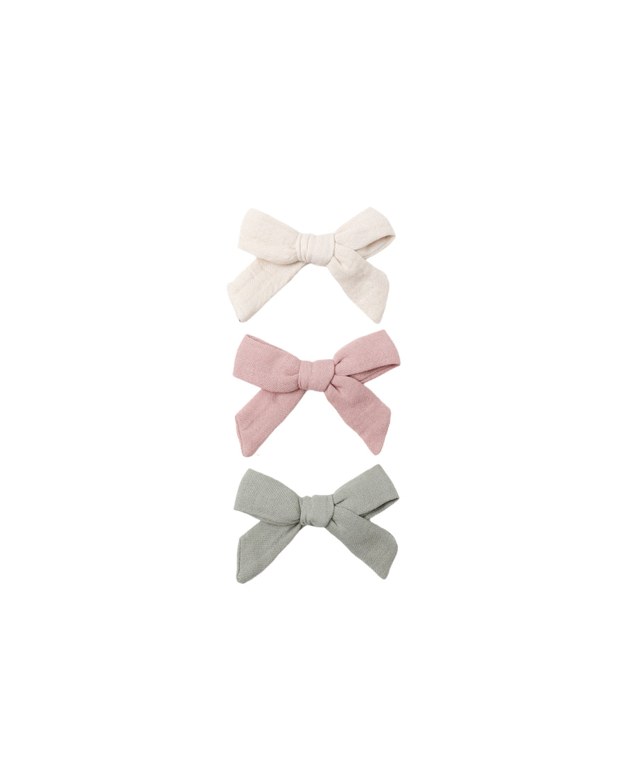 Natural, Fern & Rose Bow Clip Set