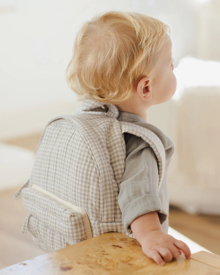 Blue Gingham Mini Backpack